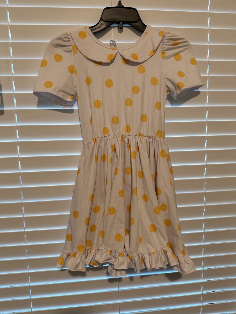 Girls' Yellow Polka Dot Peter Pan Collar Dress